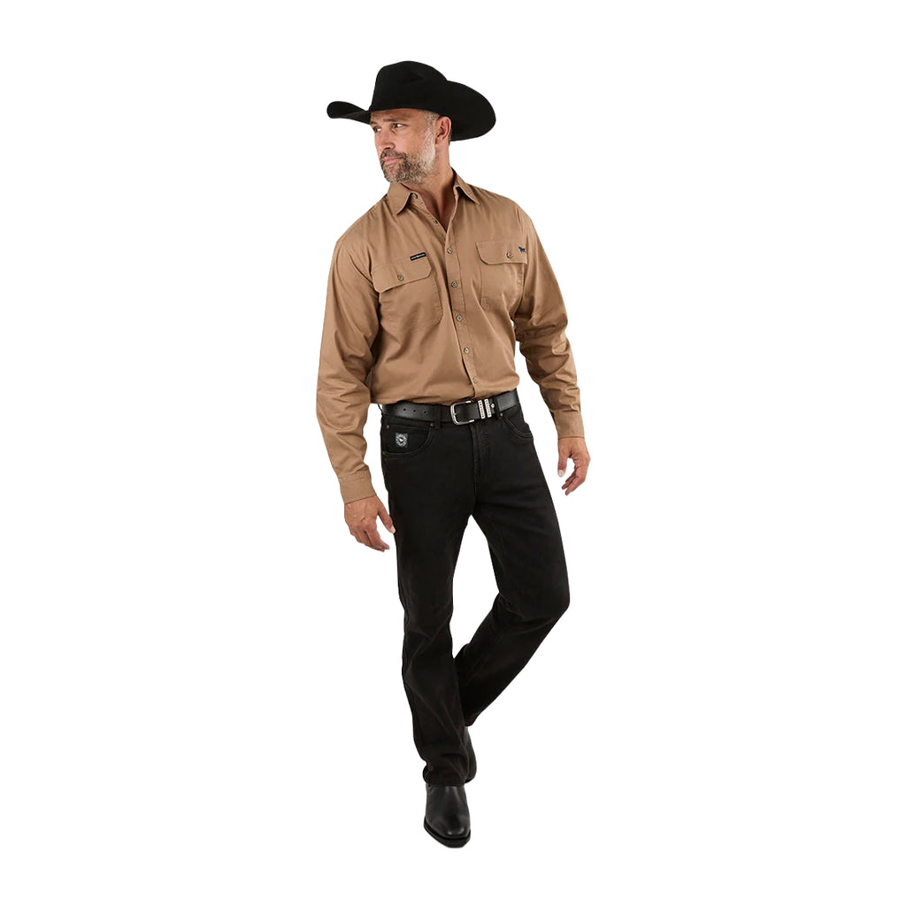 Ringers Western Mens King River Full Button L/S Work Shirt (171110001) Clay