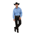 Ringers Western Mens King River Full Button L/S Work Shirt (171110001) Denim Blue