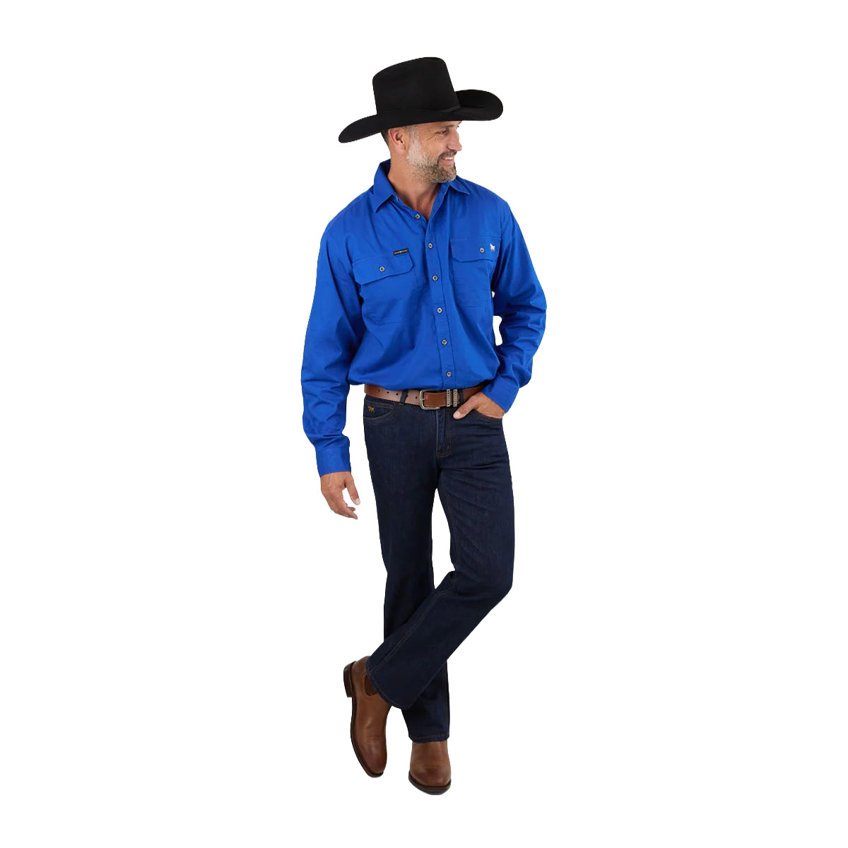 Ringers Western Mens King River Full Button L/S Work Shirt (171110001) Royal