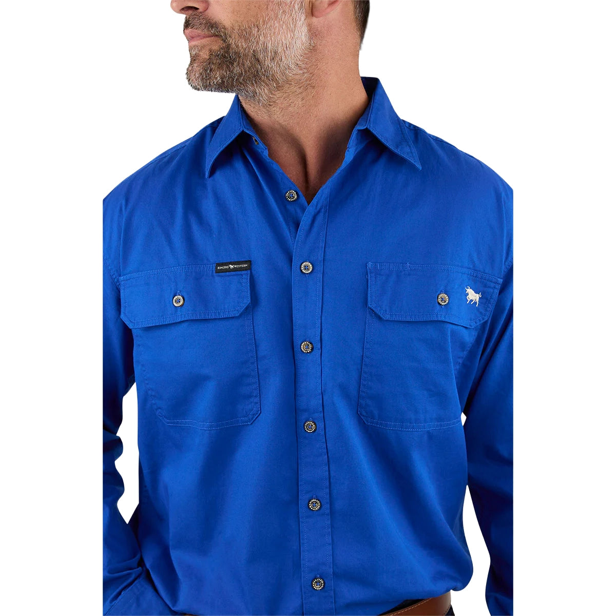 Ringers Western Mens King River Full Button L/S Work Shirt (171110001) Royal