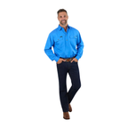 Ringers Western Mens King River Half Button Work Shirt (171110002) Blue