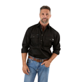 Ringers Western Mens King River L/S Half Button Workshirt (171110002) Black