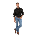 Ringers Western Mens King River L/S Half Button Workshirt (171110002) Black