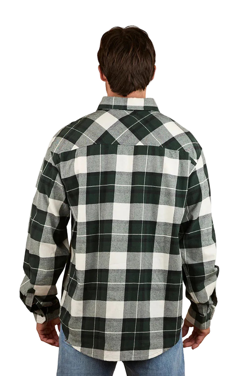 Ringers Western Mens Kingswood Half Button L/S Flannel Shirt (124012RW) Pine/White