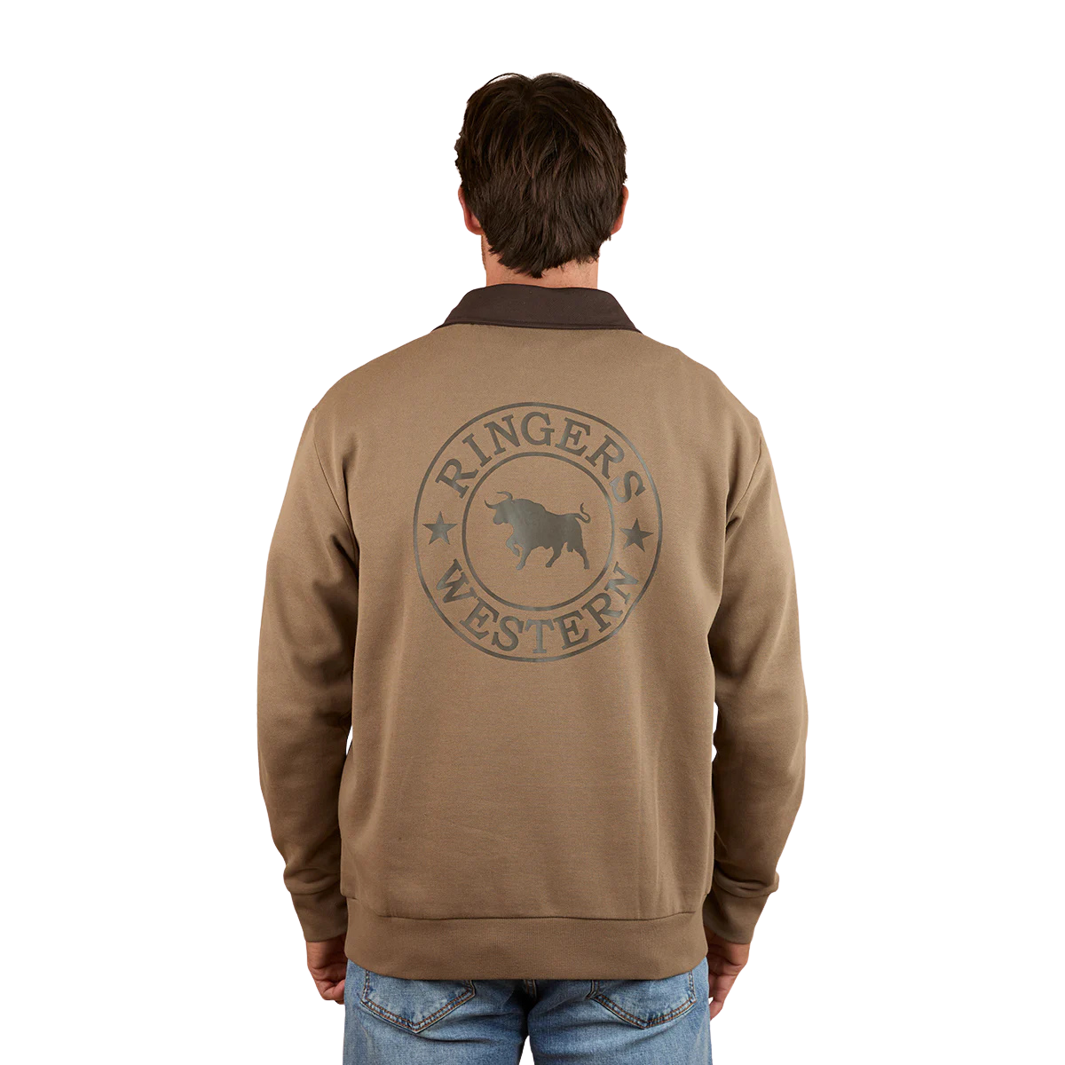 Ringers Western Mens Lachlan 1/4 Zip Jumper (125011RW) Mushroom
