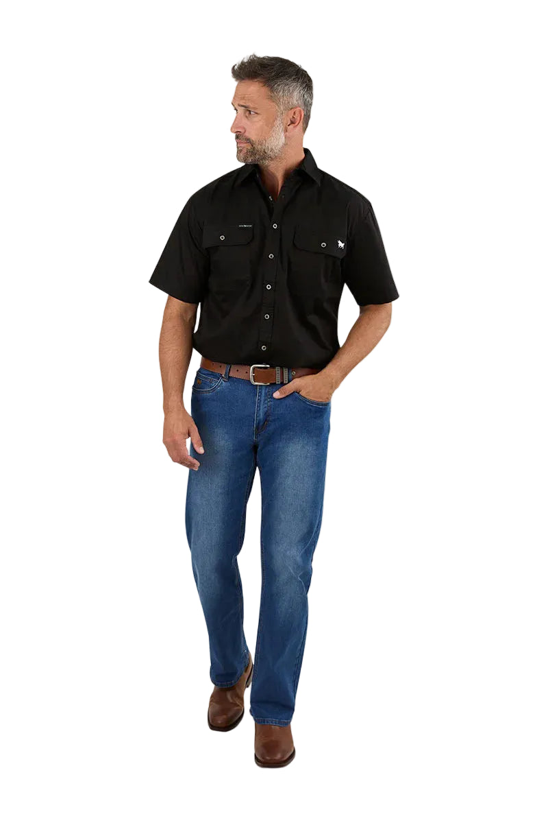 Ringers Western Mens Lake Argyle S/S Full Button Work Shirt (118110004) Black