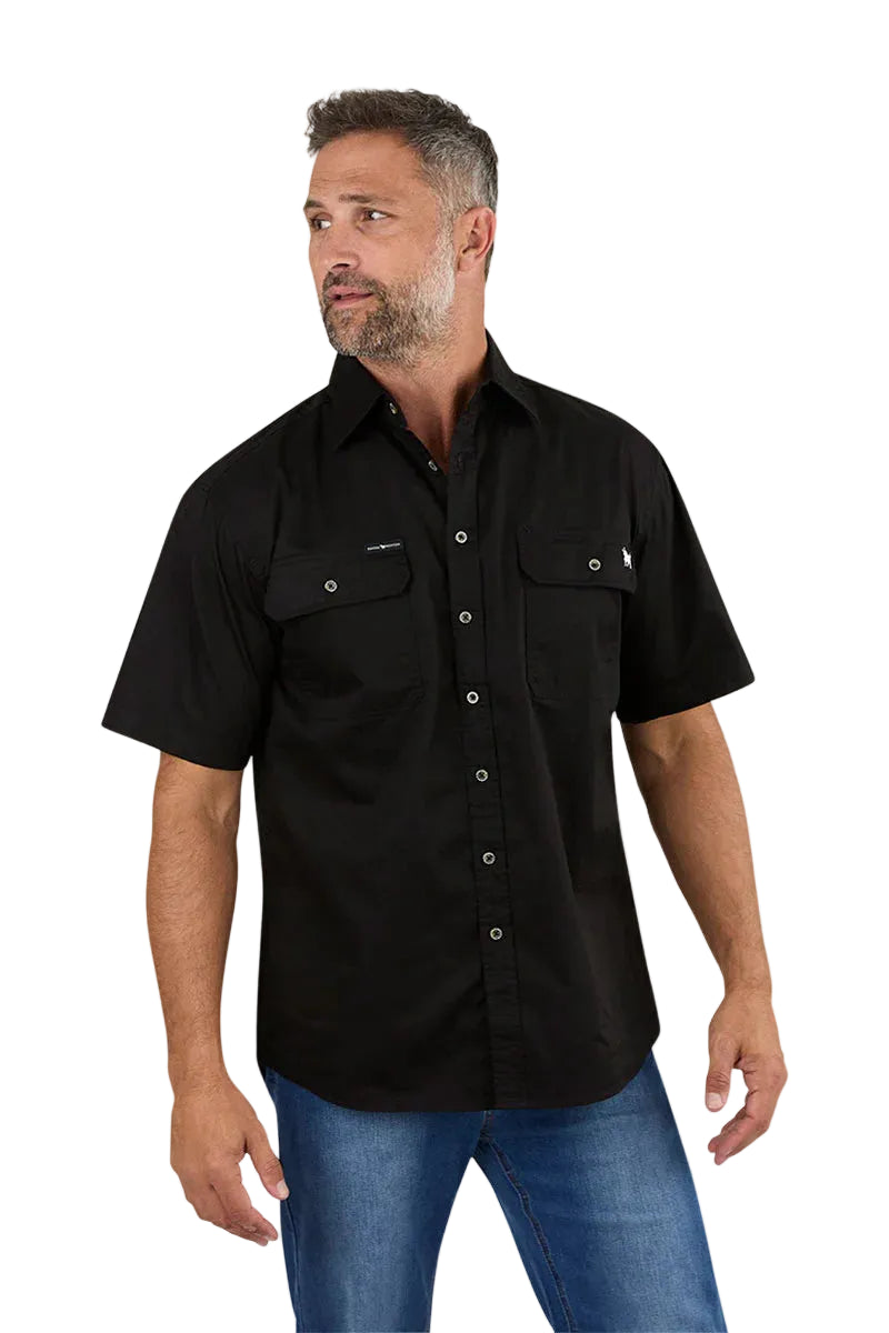 Ringers Western Mens Lake Argyle S/S Full Button Work Shirt (118110004) Black