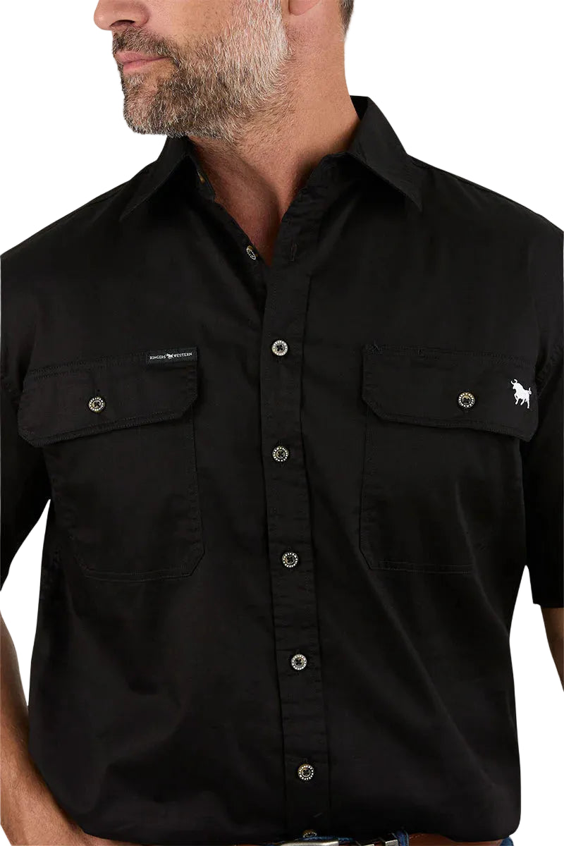 Ringers Western Mens Lake Argyle S/S Full Button Work Shirt (118110004) Black