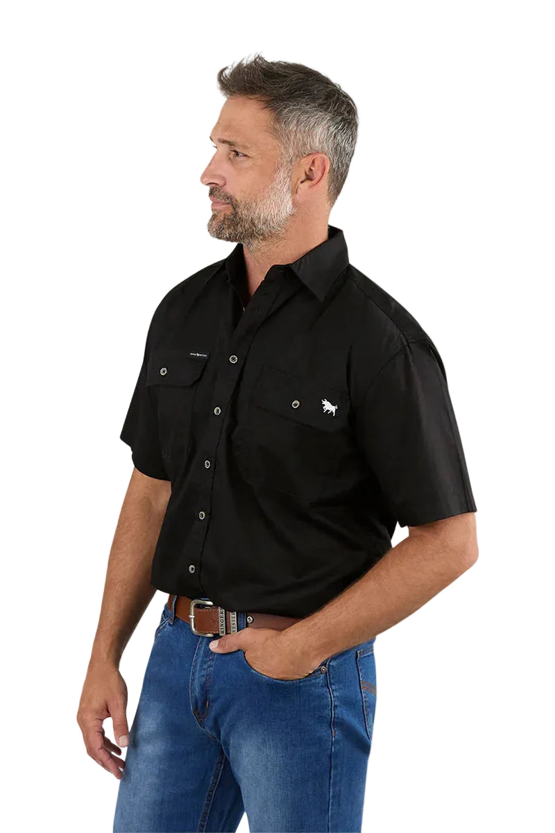 Ringers Western Mens Lake Argyle S/S Full Button Work Shirt (118110004) Black