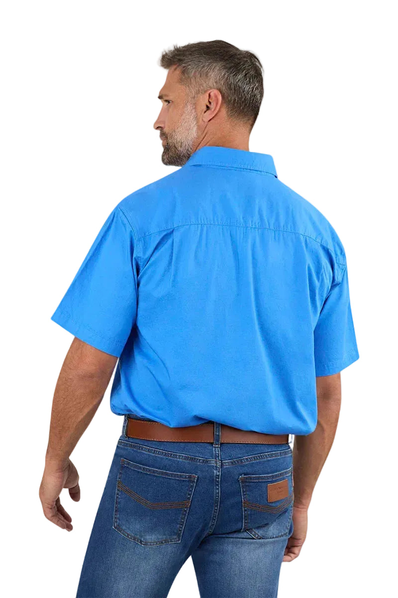 Ringers Western Mens Lake Argyle S/S Full Button Work Shirt (118110004) Blue