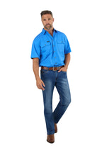 Ringers Western Mens Lake Argyle S/S Full Button Work Shirt (118110004) Blue