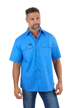 Ringers Western Mens Lake Argyle S/S Full Button Work Shirt (118110004) Blue