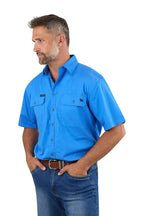 Ringers Western Mens Lake Argyle S/S Full Button Work Shirt (118110004) Blue