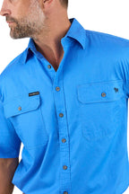 Ringers Western Mens Lake Argyle S/S Full Button Work Shirt (118110004) Blue