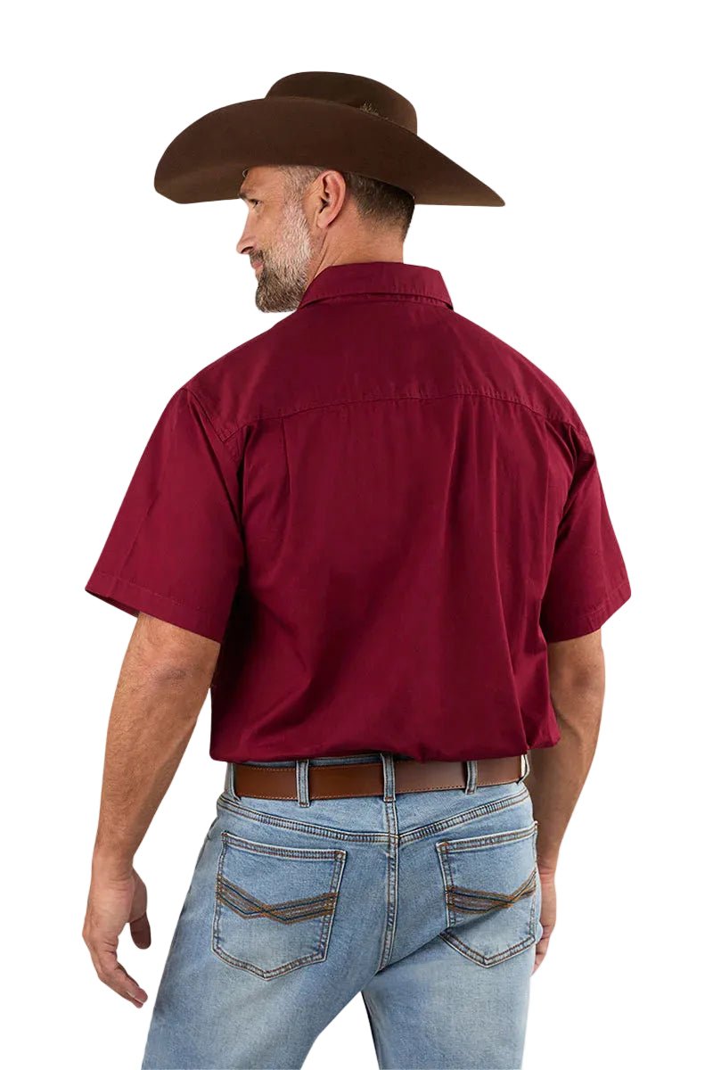 Ringers Western Mens Lake Argyle S/S Full Button Work Shirt (118110004) Burgundy