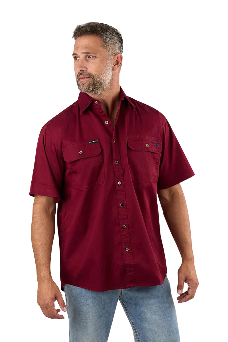 Ringers Western Mens Lake Argyle S/S Full Button Work Shirt (118110004) Burgundy