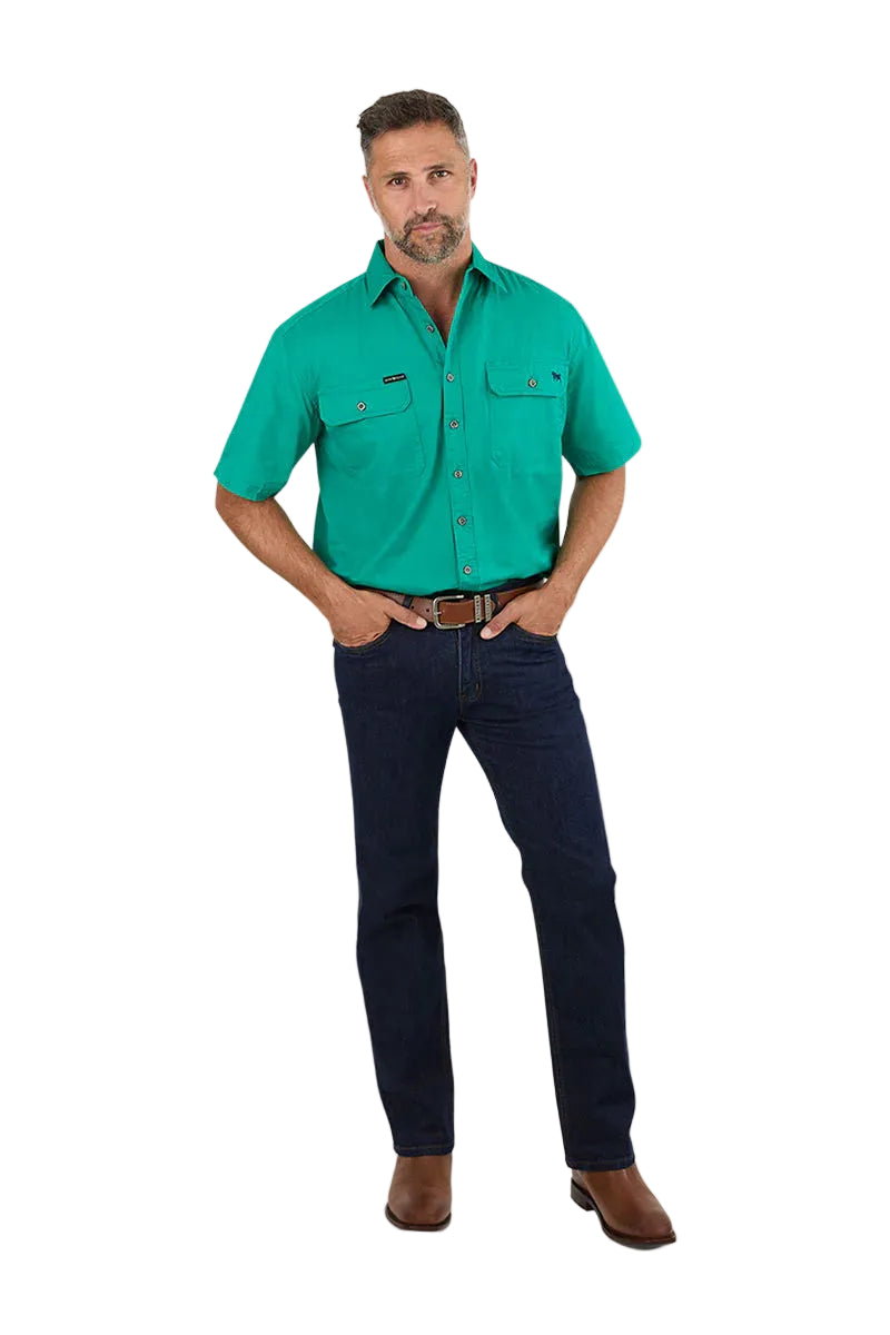 Ringers Western Mens Lake Argyle S/S Full Button Work Shirt (118110004) Green