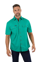 Ringers Western Mens Lake Argyle S/S Full Button Work Shirt (118110004) Green