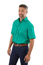 Ringers Western Mens Lake Argyle S/S Full Button Work Shirt (118110004) Green