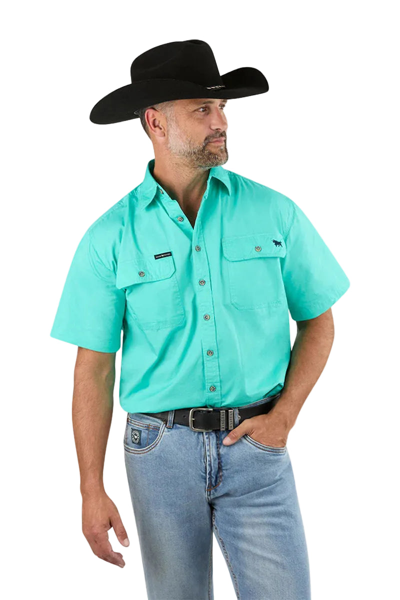 Ringers Western Mens Lake Argyle S/S Full Button Work Shirt (118110004) Mint