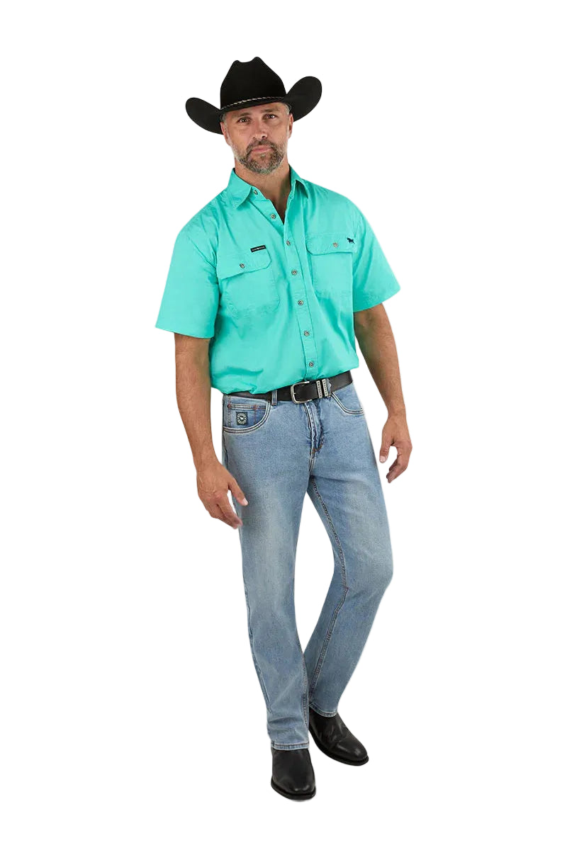 Ringers Western Mens Lake Argyle S/S Full Button Work Shirt (118110004) Mint