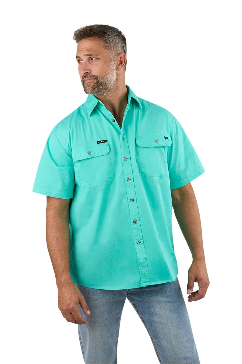 Ringers Western Mens Lake Argyle S/S Full Button Work Shirt (118110004) Mint