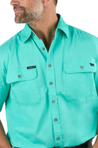Ringers Western Mens Lake Argyle S/S Full Button Work Shirt (118110004) Mint