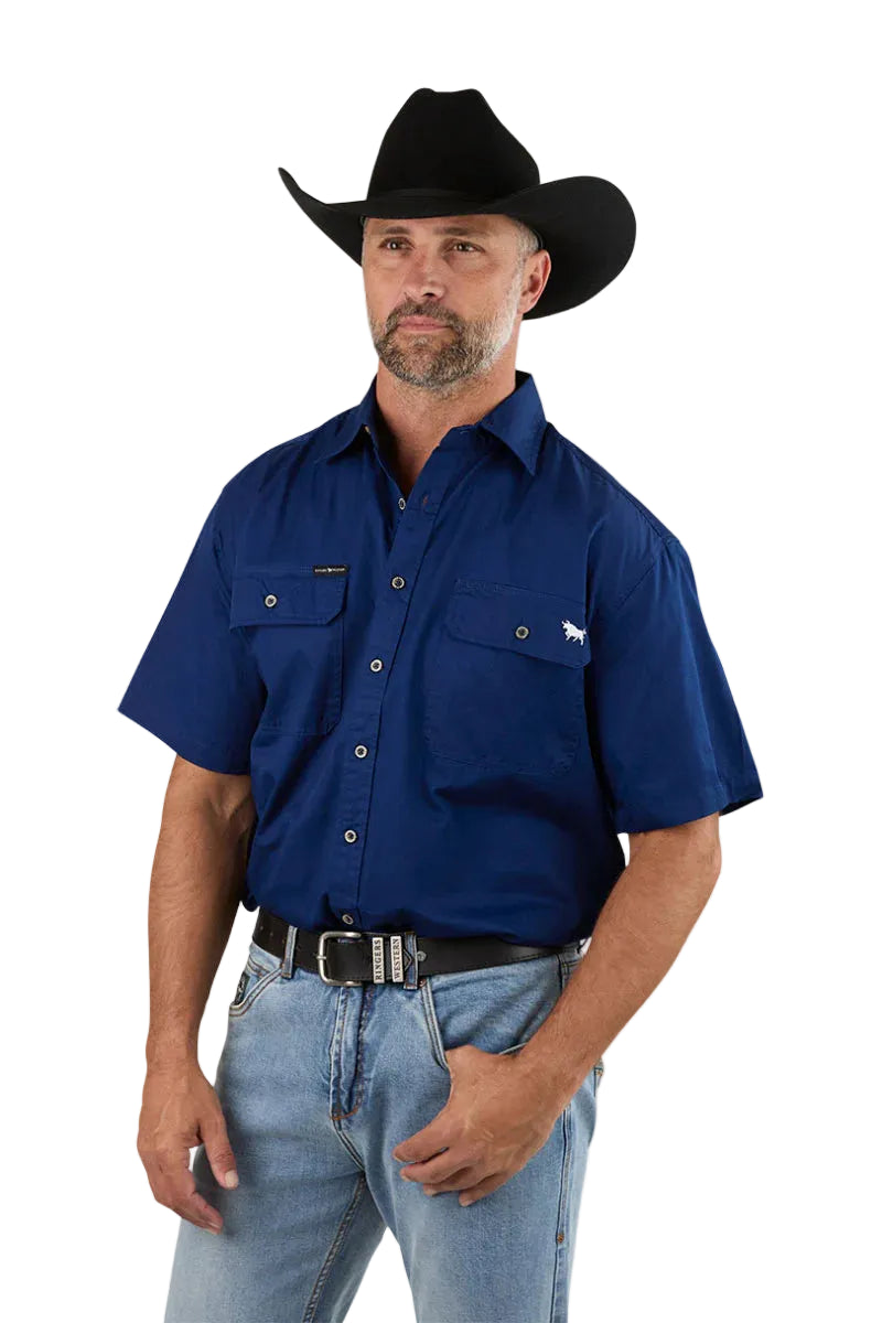 Ringers Western Mens Lake Argyle S/S Full Button Work Shirt (118110004) Navy
