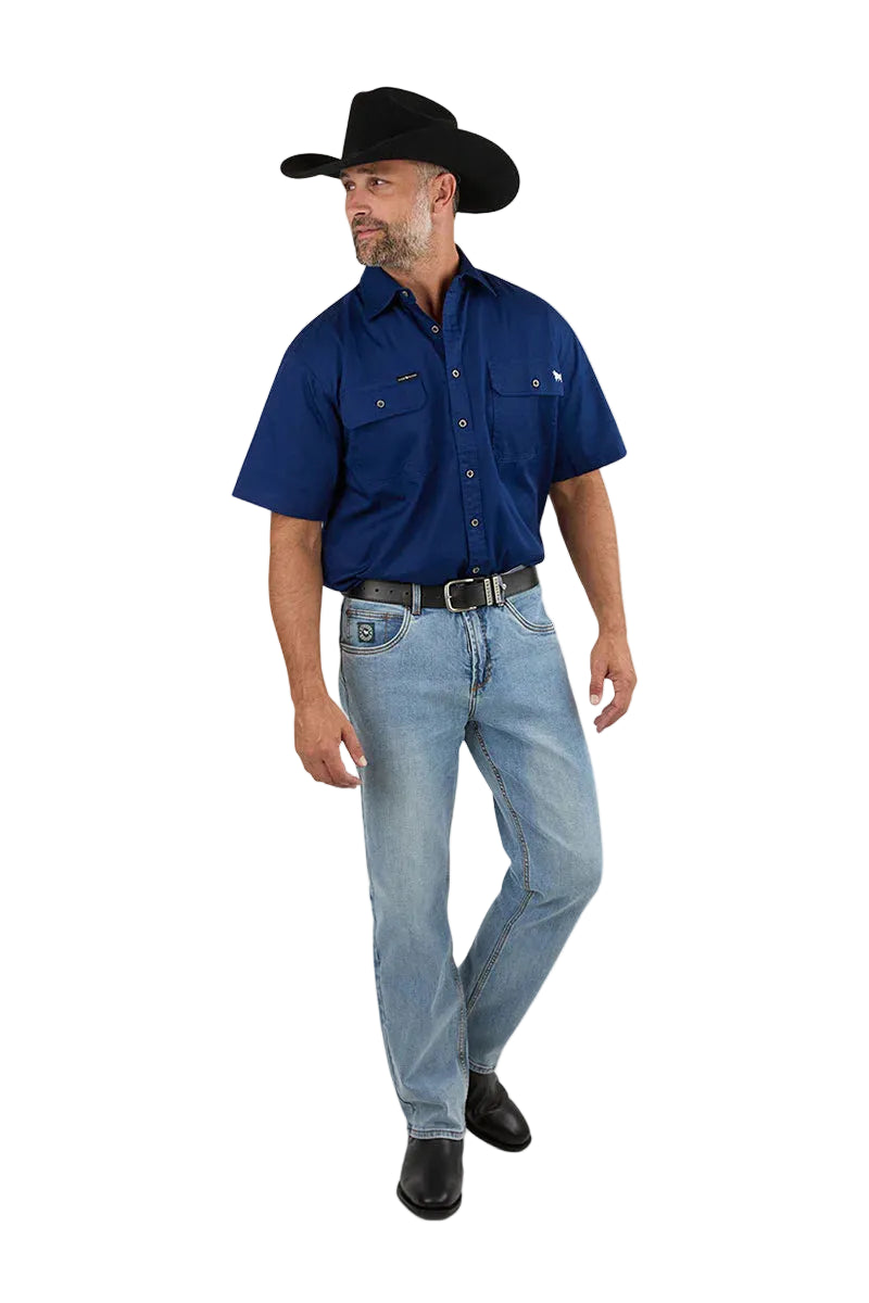 Ringers Western Mens Lake Argyle S/S Full Button Work Shirt (118110004) Navy