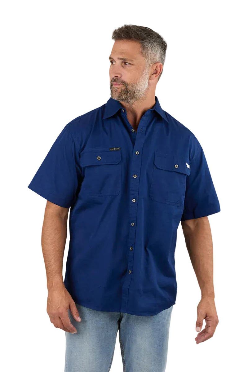 Ringers Western Mens Lake Argyle S/S Full Button Work Shirt (118110004) Navy