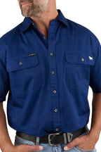 Ringers Western Mens Lake Argyle S/S Full Button Work Shirt (118110004) Navy