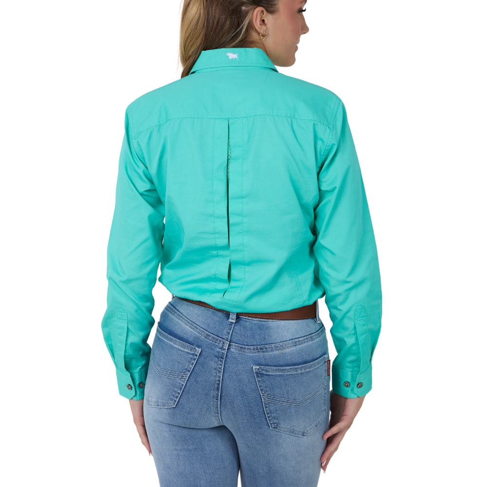 Ringers Western Womens Burdekin River Semi Fitted Full Button L/S Work Shirt (225139RW) Mint
