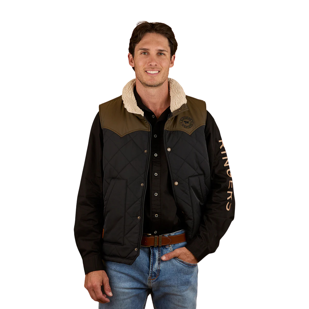 Ringers Western Mens McKinlay Puffer Vest (124058RW) Military Green/Black