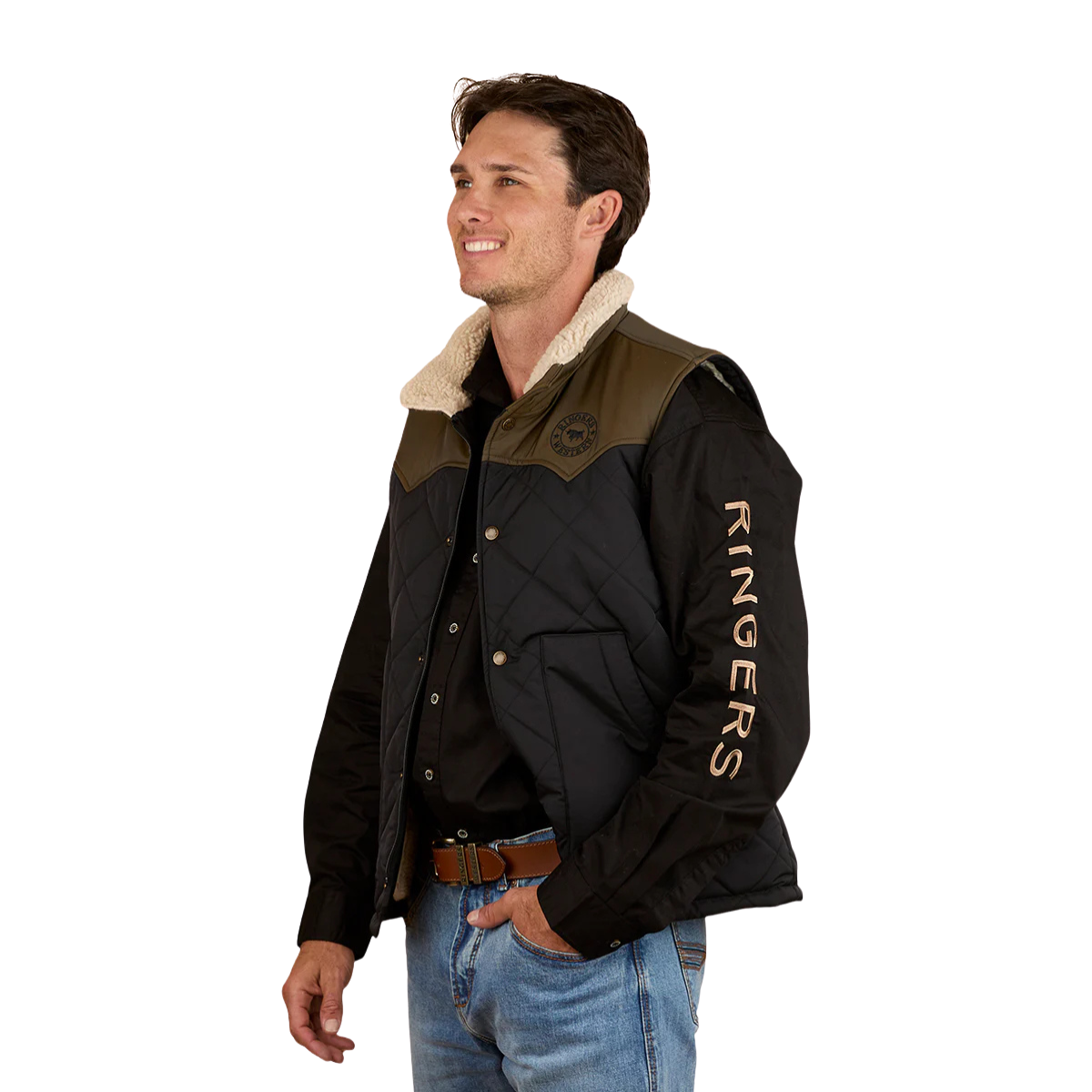 Ringers Western Mens McKinlay Puffer Vest (124058RW) Military Green/Black