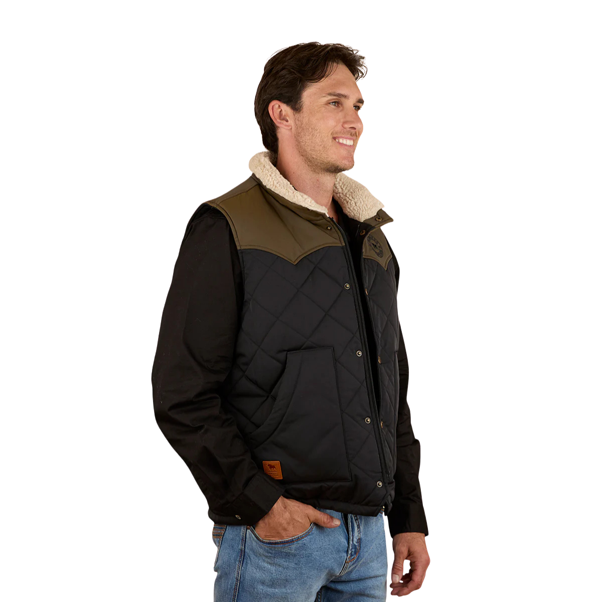 Ringers Western Mens McKinlay Puffer Vest (124058RW) Military Green/Black