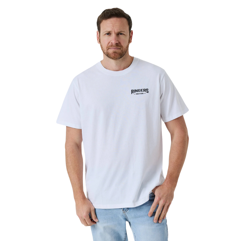 Ringers Western Mens New Squadron S/S Loose Fit Tee  (126070RW) Bright White/Black