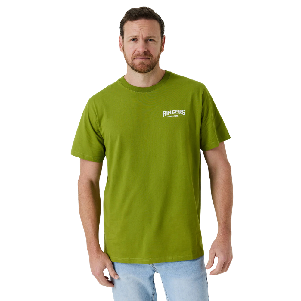 Ringers Western Mens New Squadron S/S Loose Fit Tee  (126070RW) Lime/Bright White