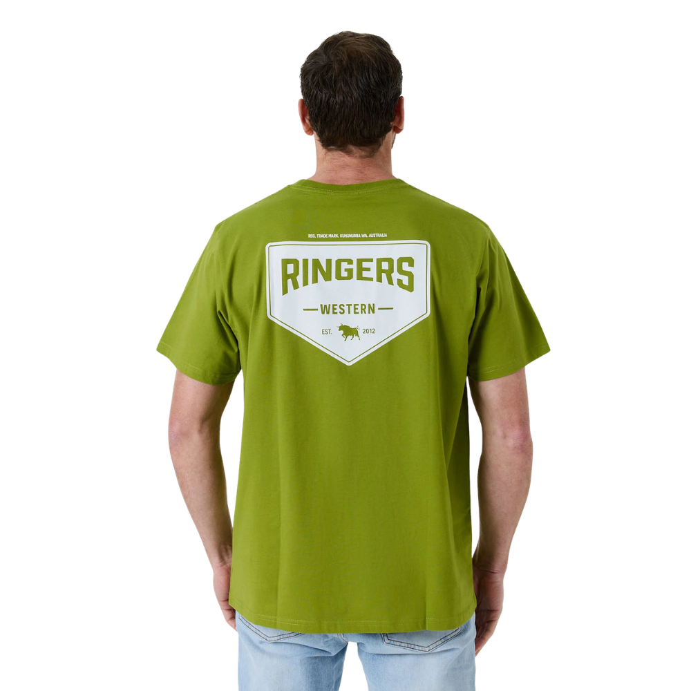 Ringers Western Mens New Squadron S/S Loose Fit Tee  (126070RW) Lime/Bright White