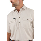 Ringers Western Mens Pack Saddle S/S Half Button Work Shirt (118110003) Beige