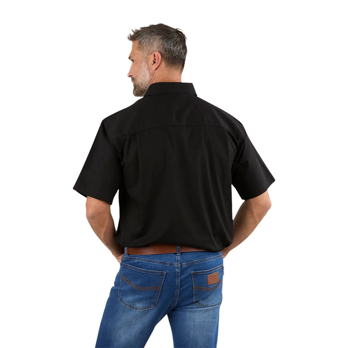 Ringers Western Mens Pack Saddle S/S Half Button Work Shirt (118110003) Black