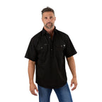 Ringers Western Mens Pack Saddle S/S Half Button Work Shirt (118110003) Black