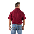 Ringers Western Mens Pack Saddle S/S Half Button Work Shirt (118110003) Burgundy