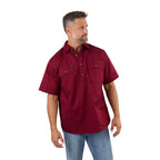 Ringers Western Mens Pack Saddle S/S Half Button Work Shirt (118110003) Burgundy