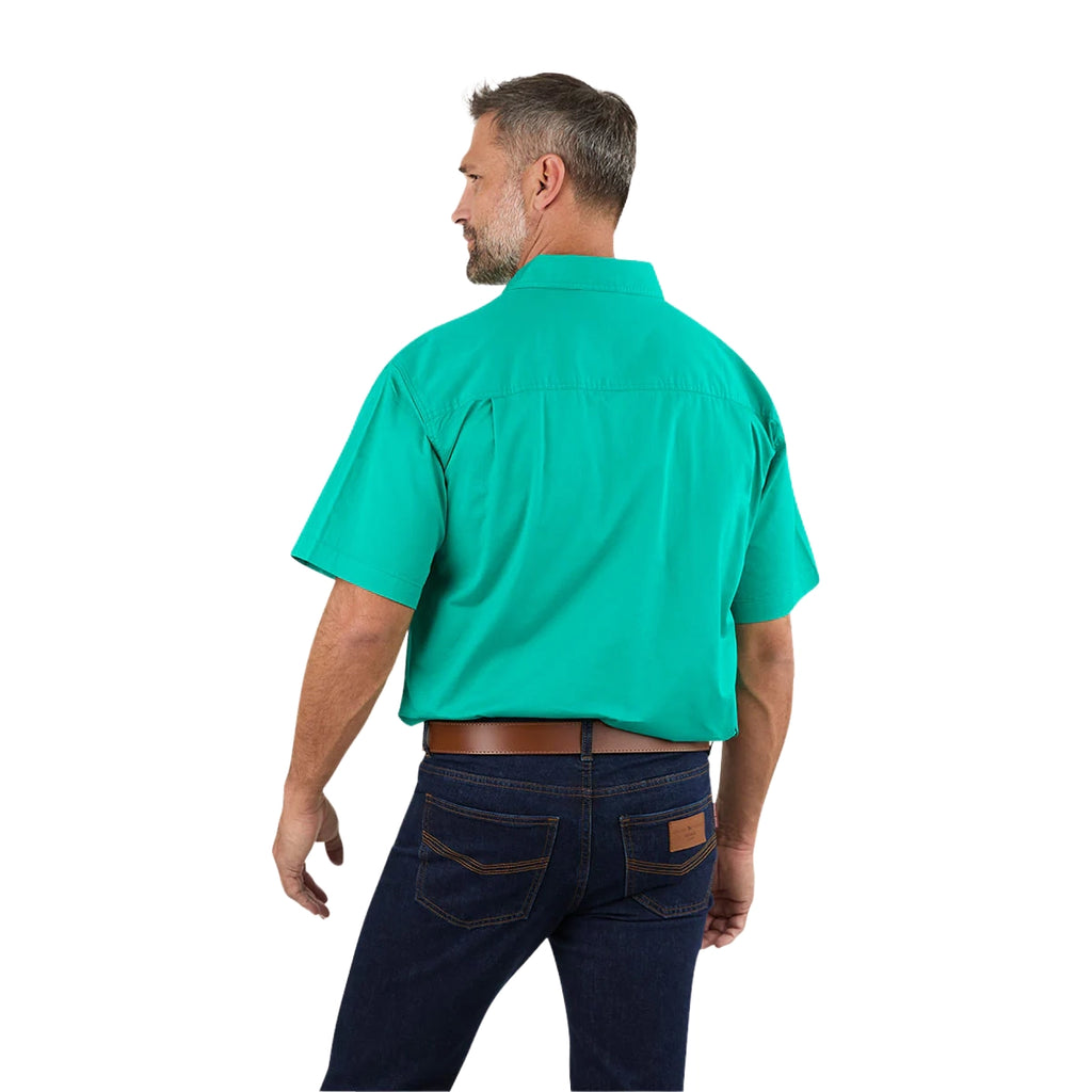 Ringers Western Mens Pack Saddle S/S Half Button Work Shirt (118110003) Green