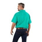Ringers Western Mens Pack Saddle S/S Half Button Work Shirt (118110003) Green