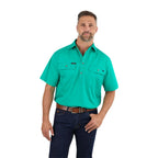 Ringers Western Mens Pack Saddle S/S Half Button Work Shirt (118110003) Green