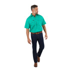 Ringers Western Mens Pack Saddle S/S Half Button Work Shirt (118110003) Green