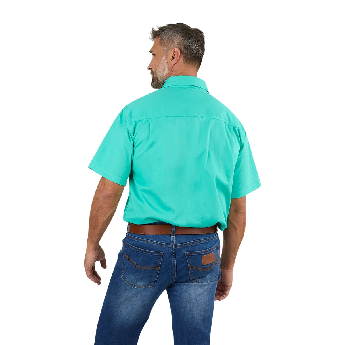 Ringers Western Mens Pack Saddle S/S Half Button Work Shirt (118110003) Mint