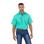 Ringers Western Mens Pack Saddle S/S Half Button Work Shirt (118110003) Mint