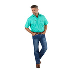 Ringers Western Mens Pack Saddle S/S Half Button Work Shirt (118110003) Mint